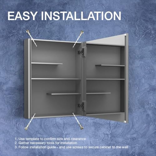 Kohler Maxstow Mirror Cabinet 15"x24"x3.56" (38.1cm x 60.96cm x 9.04cm), Dark Anodized Aluminum with Silver Coated Glass - Bathroom Cabinet with... - Image 7