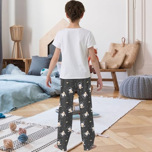 Boy's Pants White Orange Cat Space Star Jogger Pants Elastic Waist Long Bottoms Trousers with Pockets 6-14 Years3