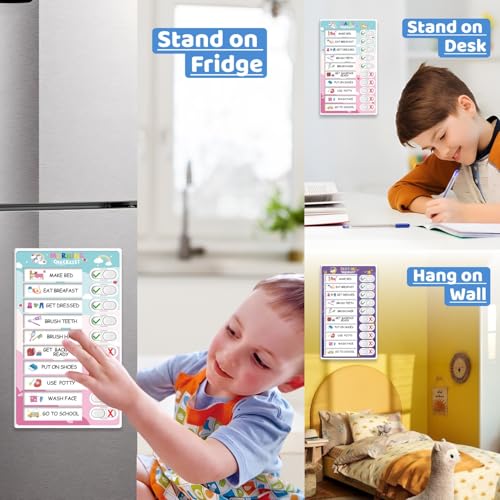 Image of CustomMaster 3 in 1 Bedtime /Morning /Daily Routine Chart for Kids, Magnetic Chore Chart for Kid, Visual Schedule for Kid Toddlers