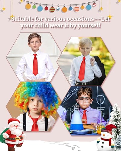 THE BOW TIE HOUSE Adjustable Satin Neck Tie for Kids | Party Wear Necktie for Boys, Toddler & Youth | Perfect for Weddings, Graduations, School Uniforms, and Party Wear | Red - 2-6 Years - Image 7 thumbnail