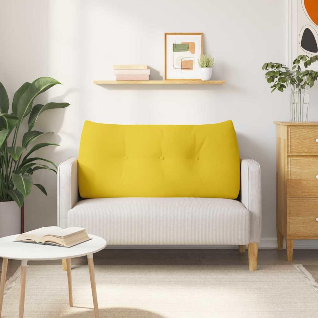 Cojín de espalda amarillo claro, 100 x 24 x 50 cm, tela ergonómica, cojín lumbar, cómodo para sofá, silla, oficina, hogar, lectura, sentado