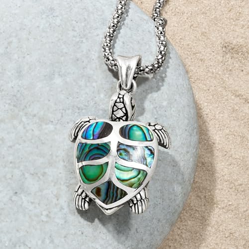Ross-Simons Abalone Shell Bali-Style Turtle Pendant Necklace in Sterling Silver. 18 inches3