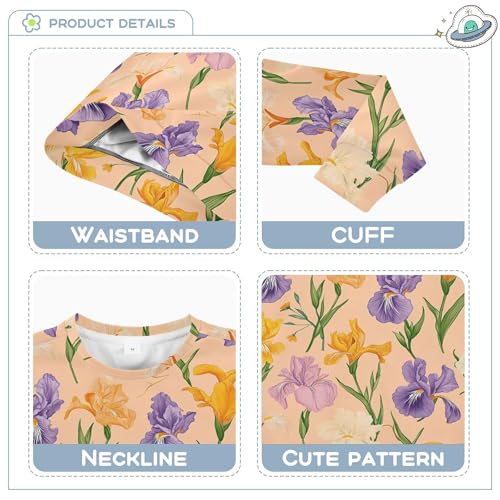 JUNZAN Retro Iris Peach Big Boys Hooded Sweatshirt Fleece Kids Pullover Hoodie Athletic 4T3