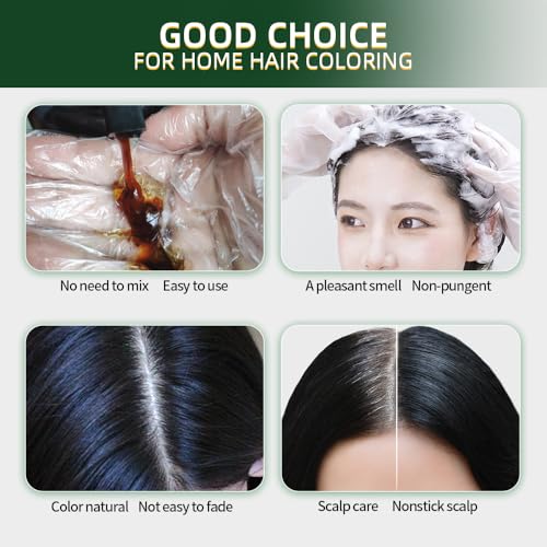 Black Hair Dye Shampoo 3 in 1 Herbal Natural Dye Cover Gray miniatura 6