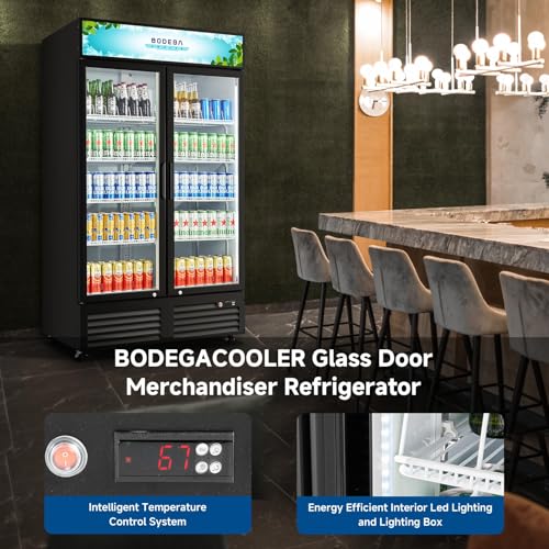 Image of BODEGACOOLER 35.4 Cu.Ft Commercial Beverage Fridge, 2 Door Display Cooler