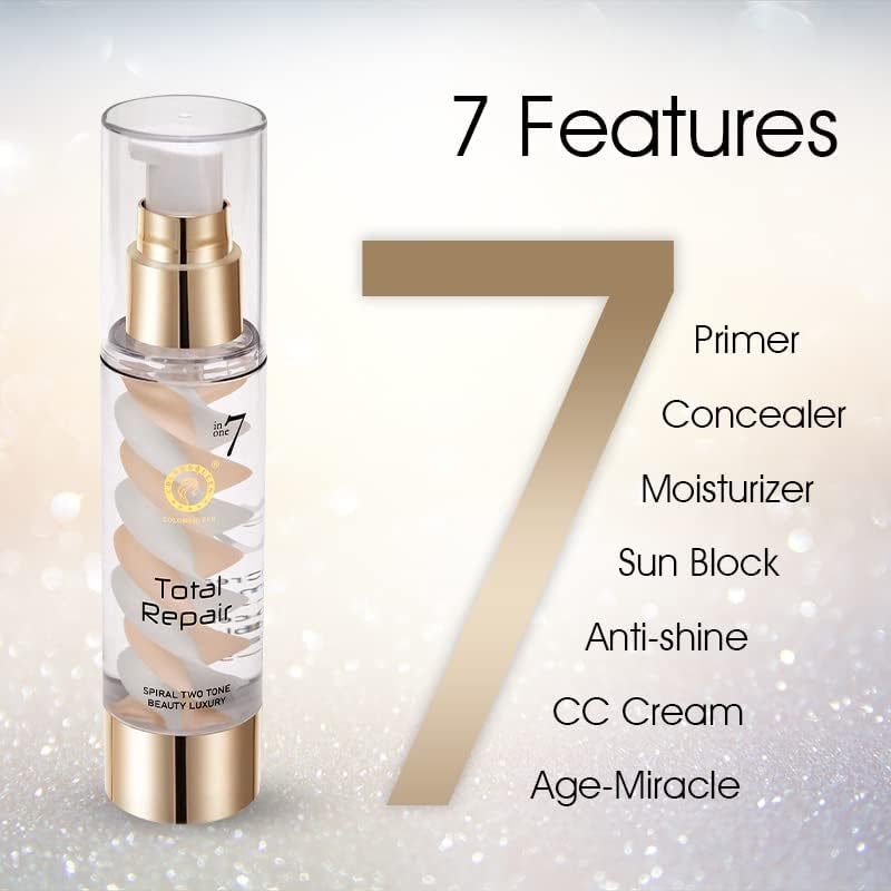 Image of PREMIUM 7 in 1 Total Repair Liquid Foundation | Full Coverage, Oil Free Comes with Primer, Concealer, Moisturizer, CC Cream for Smooth and Radiant Skin | Foundation for Face Makeup (01 - Ivory, 50g) SH-7711