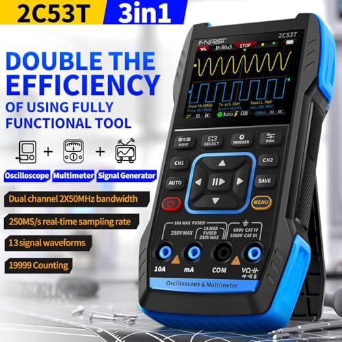 Image of 2C53T 3-in-1 Handheld oscilloscope multimeter DDS Generator, 2 Channel, 50MHz Bandwidth, 250MSa /s Sampling Rate, 20,000 calculations, Voltage, Current, capacitance, Resistance, 2* P6100 Probes