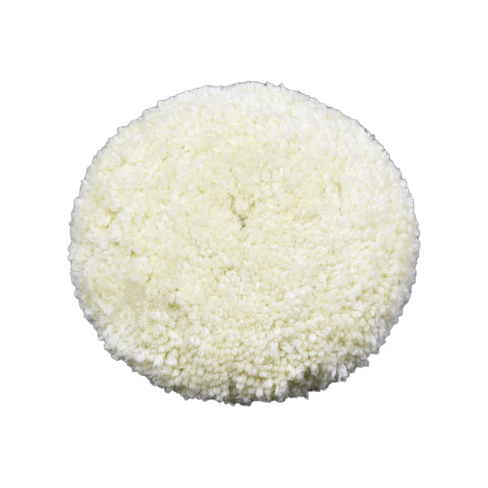 Wool Buffing Pad, 150mm Fine Wool Polishing Wheel Cleaning Accessory with Hook and Loop for Cars, Furniture and Glass (A)