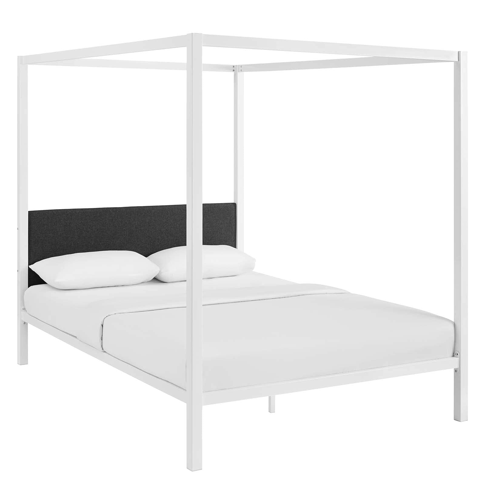 Modway Raina Metal Queen Canopy Bed Frame With Upholstered Gray Fabric | amzdealz