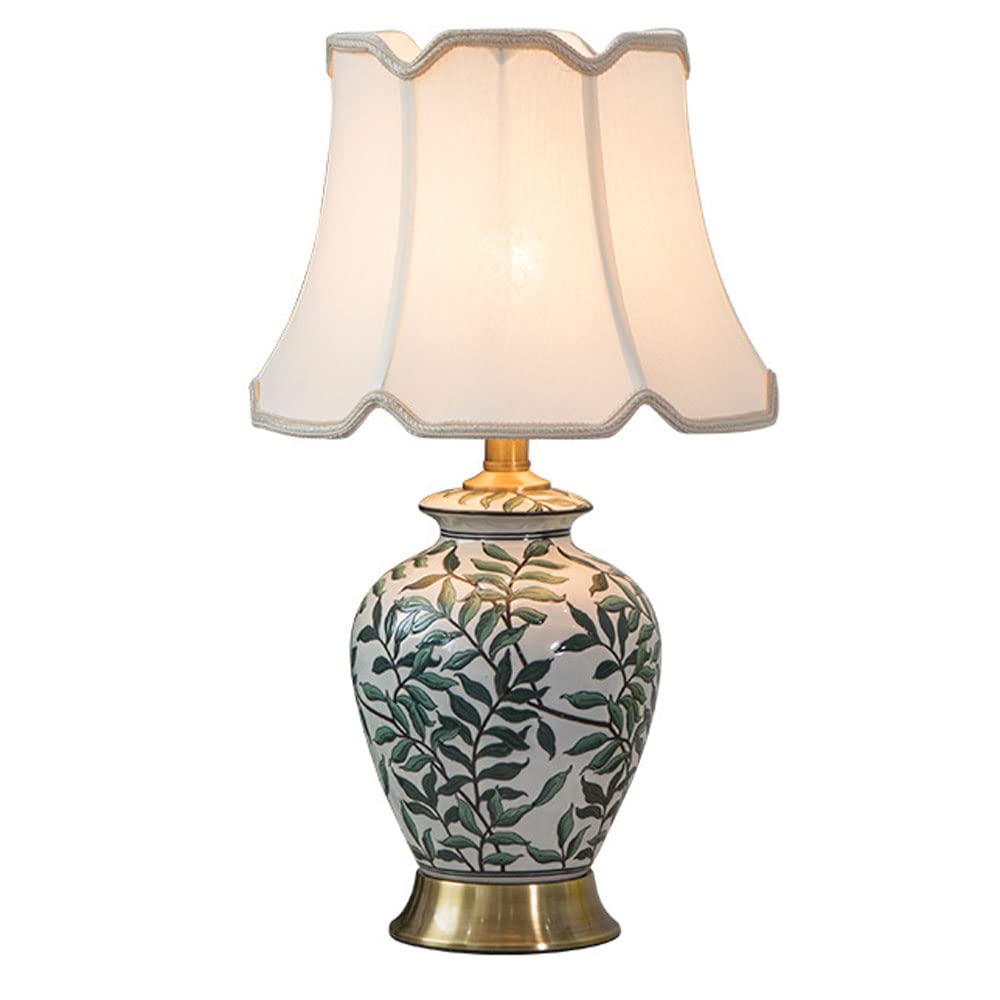 SGKOMN 20.4" Ceramic Led Table Lamp American Farmhouse Traditional Bedside Desk Nightstand Lamp Foroffice College Bookcase
