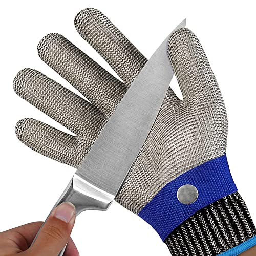 Txeouse Guantes Anticorte, Guantes Anticortes Con Protección De Nivel 9, Guantes De Trabajo De Alambre De Acero Inoxidable Para Pelar Ostricos, Cocina, Jardinería, Corte De Madera (S)