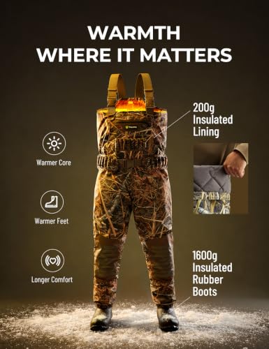 Image of TIDEWE Breathable Chest Waders, Waterproof Insulated Hunting Waders