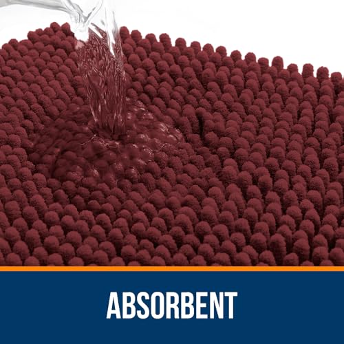 Image of OLANLY Bathroom Rugs 34x21, Extra Soft Absorbent Chenille Bath Rugs, Rubber Backing Quick Dry, Machine Washable Bath Mats for Bathroom Floor, Tub and Shower, Home Decor Accessories, Andorra Red-Brown
