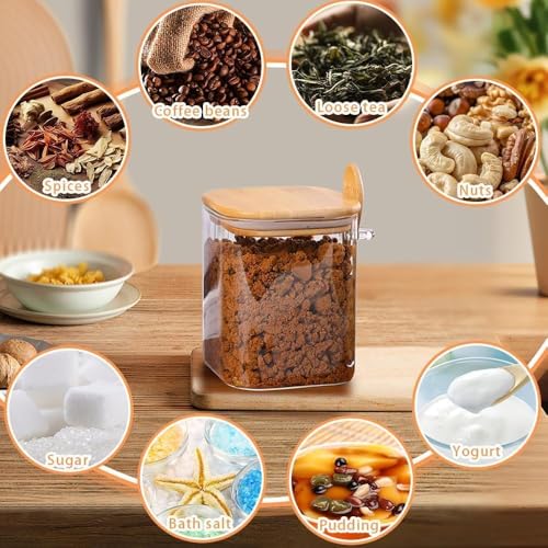 Image of Glass Jars with Airtight Bamboo Lid and Spoon1200ml Kitchen Food Storage Containers Cereal Dispenser Borosilicate Kitchen Containers for Coffee Beans, Spices, Sugar, Tea, Flour, Nuts, Candy, Salts (1)