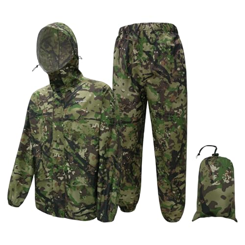 Image of LOOGU Men's Rain Suit - Rain Gear for Men Waterproof, Lightweight Rain Coat, Breathable Mens Rain Jackets Hood and Pants