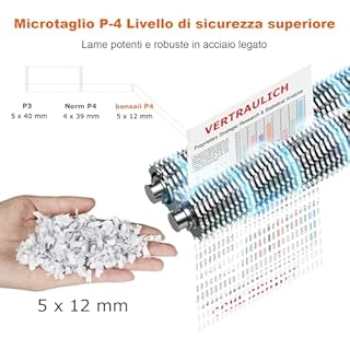 Bonsaii distruggidocumenti professionale 12 Fogli, Taglio a Micro Frammenti con Funzione Distruggi Carte di Credito/CD, per Casa e Ufficio, con ruote e Cestino da 16 litri (C266-B)
