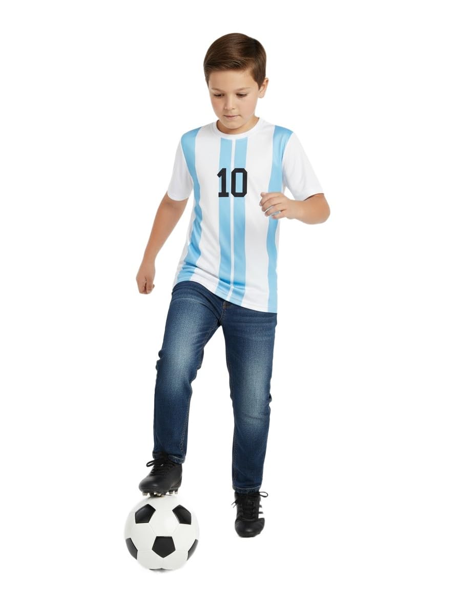 Sports Soccer Football Argen Jersey Messi 10 Home Away Kit Jersey Set T-Shirt with Shorts (Kid's,Boy's & Men) 8001 SG24