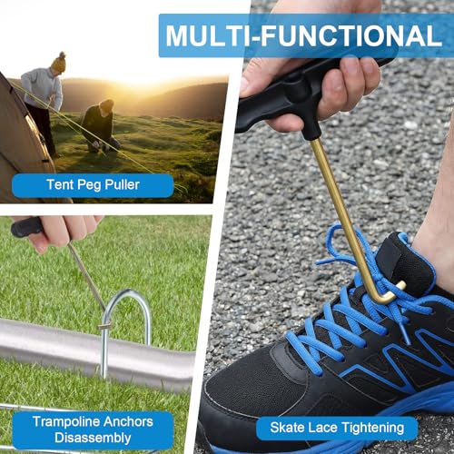 CIATBYYJ Lace Tightener Tool for Skates, Shoe Lace Tightner, Stainless Steel Trampoline Spring Pull Tool, Skate Key Boot Laces Hooks Puller for Ice Skates, Roller Skate, Hockey, Trampoline Springs