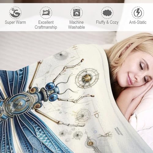 Couverture de lit libellule plaid flanelle doux pour soirées cocooning