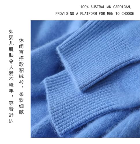 Men's Wool Sweater Round Neck Pullover 100 Percent Solid Mink Cashmere Knitting Sweater3