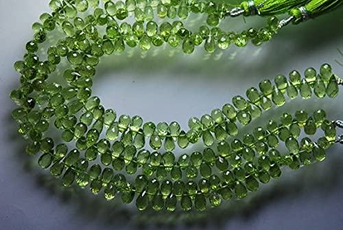 Péridot naturel perle briolette facettée 6-8mm pour bijoux DIY