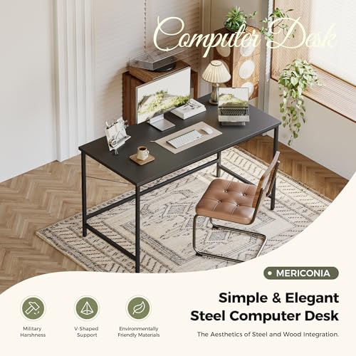 Image of Mericonia 32x20 Inch Computer Desk, 0.6 inch Thick Small Office Table | Modern Simple Style, Small Study & Writing Table for Home Bedroom Work, Black