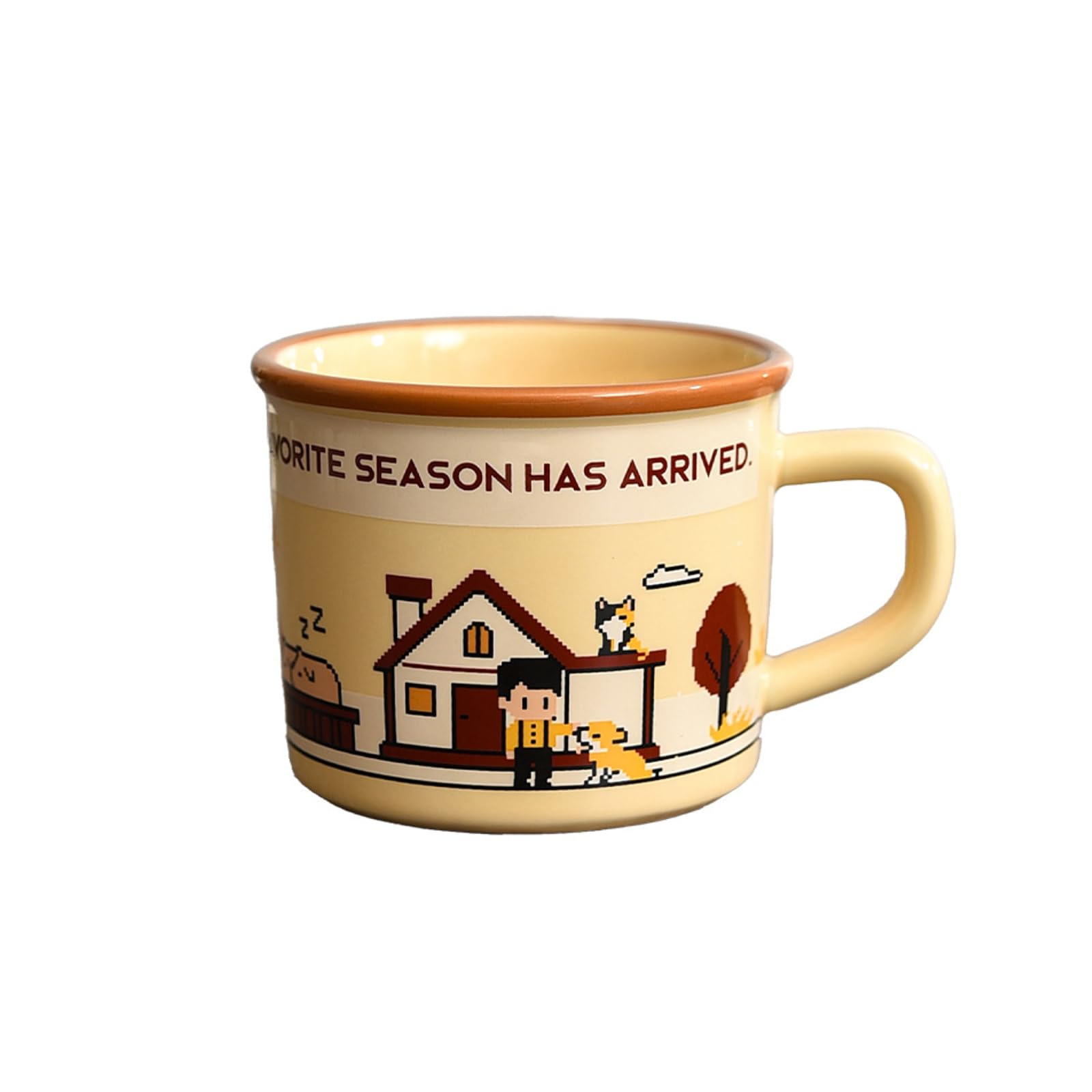 Taza gruesa de cerámica de 380 ml, taza de café creativa para parejas, 1055-016 (té de leche de otoño), 380 ml