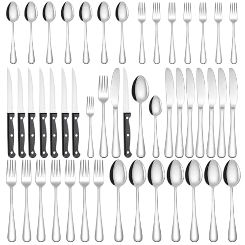 El Mejor Listado de Cuchilla de dos mangos disponible en línea. 40 MYDEAR Cubiertos de Acero Inoxidable, 24/48piezas Opcional, con Cuchillo de Carne, Cuchillo Normal, 2 Tenedores y 2 Cucharas, Apto Para Lavavajillas (48)