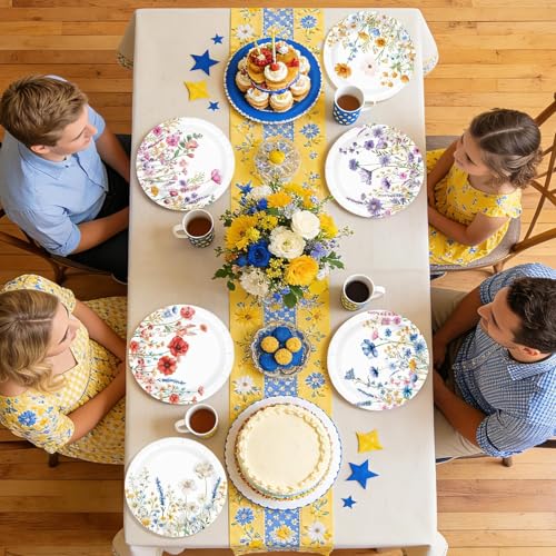 Image of 60Pcs Wildflower Paper Plates 7 inch for Wedding Birthday Party | Summer Floral Dessert Cake Paper Plates Disposable Spring Garden Flower Platters for Bridal Baby Shower Party Supplies