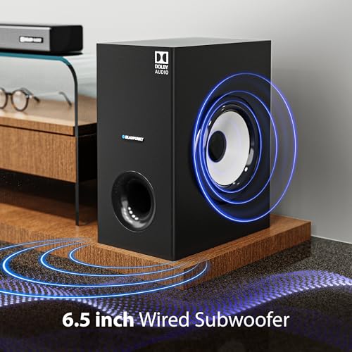 Image of Blaupunkt SBW Munich 50 Dolby Audio 2.1 CH Soundbar with Wired Subwoofeer I 160W RMS I HDMI-ARC I Bluetooth I AUX I USB I Remote Control with Equalizer