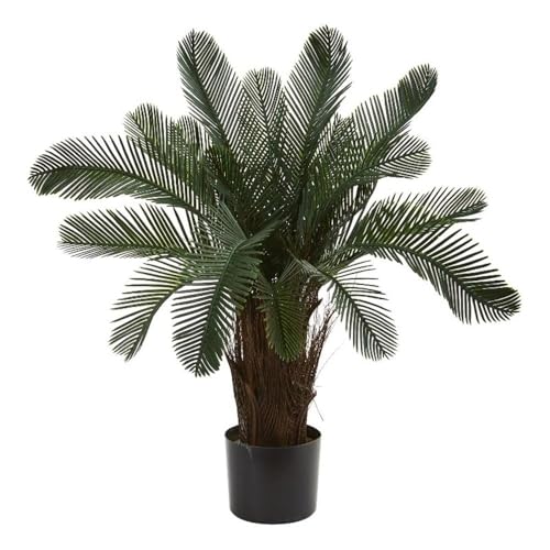 Nearly Natural Artificial, UV Resistant 2&rsquo; Cycas Tree (Indoor/Outdoor), Green 28' Dx28 Wx2'H