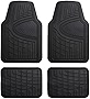 Automotive Floor Mats Black Universal Fit Heavy Duty Rubber fits Most Cars, SUVs, and Trucks, Full Set Trim to Fit FH Group F11311BLACK
