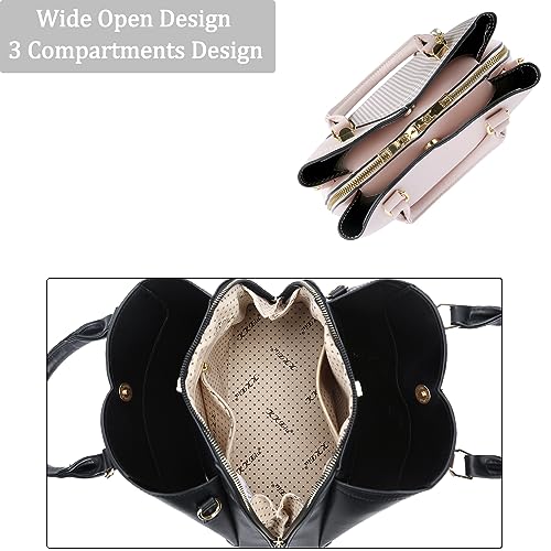 Image of KKXIU Triple Compartments Purses and Handbags for Women Fashion Ladies Satchel Shoulder Top Handle Bag