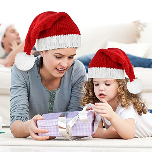 Family Matching Christmas Hat Winter Warmer Knit Cap Xmas Parent-Child Pom Beanie Hat Santaa Crochet Hats Red2