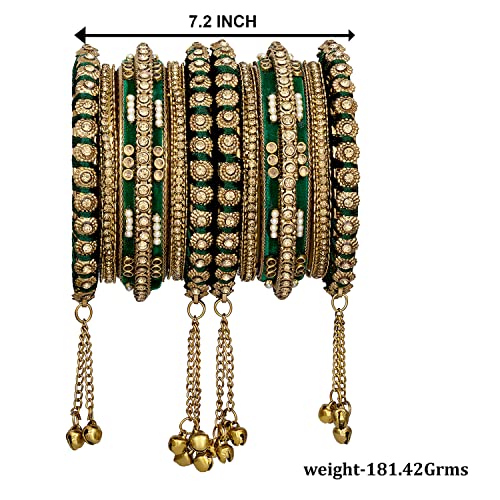 Aheli Wedding Party Designer Faux Stone Studded Bridal Bangle Set Chuda with Hangings Indian Traditional Bangles Ethnic Fashion Jewelry Gift for Women Blue3
