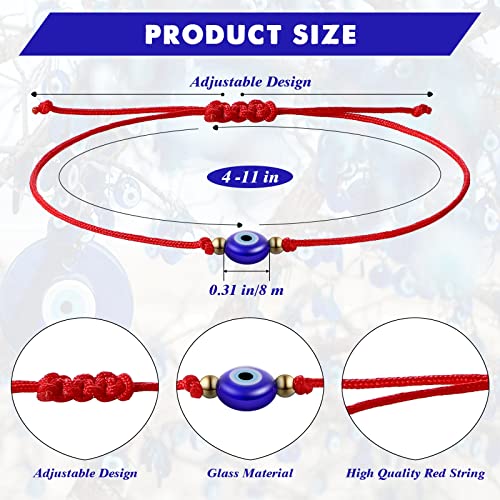 30 Pcs Evil Eye Bracelets Red String Protection Bracelets Adjustable Evil Eye Red Rope Knot Strand Anklets Kabbalah Mal De Ojo Luck Jewelry for Women Men2