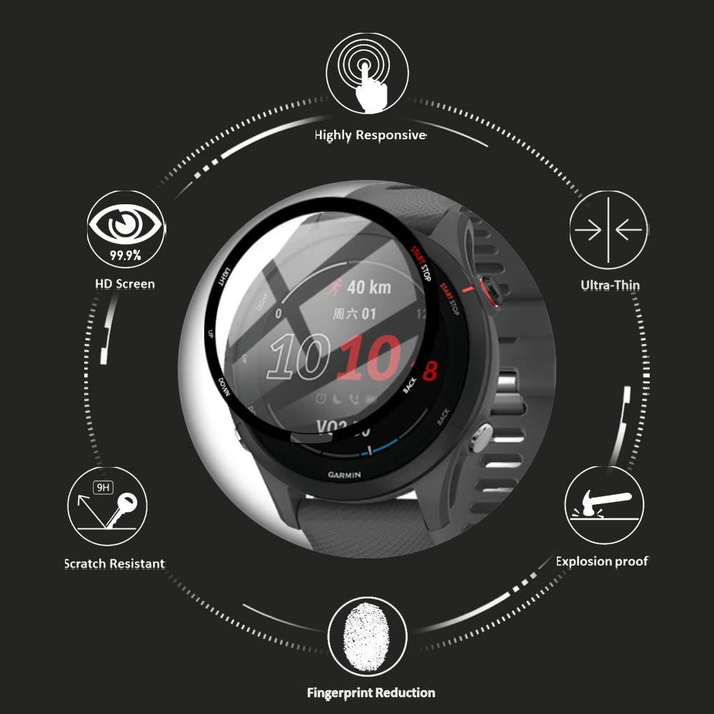 Protector De Pantalla Para Garmin Forerunner 255 - 2 Piezas, 3D Cobertura Total, Dureza 5H