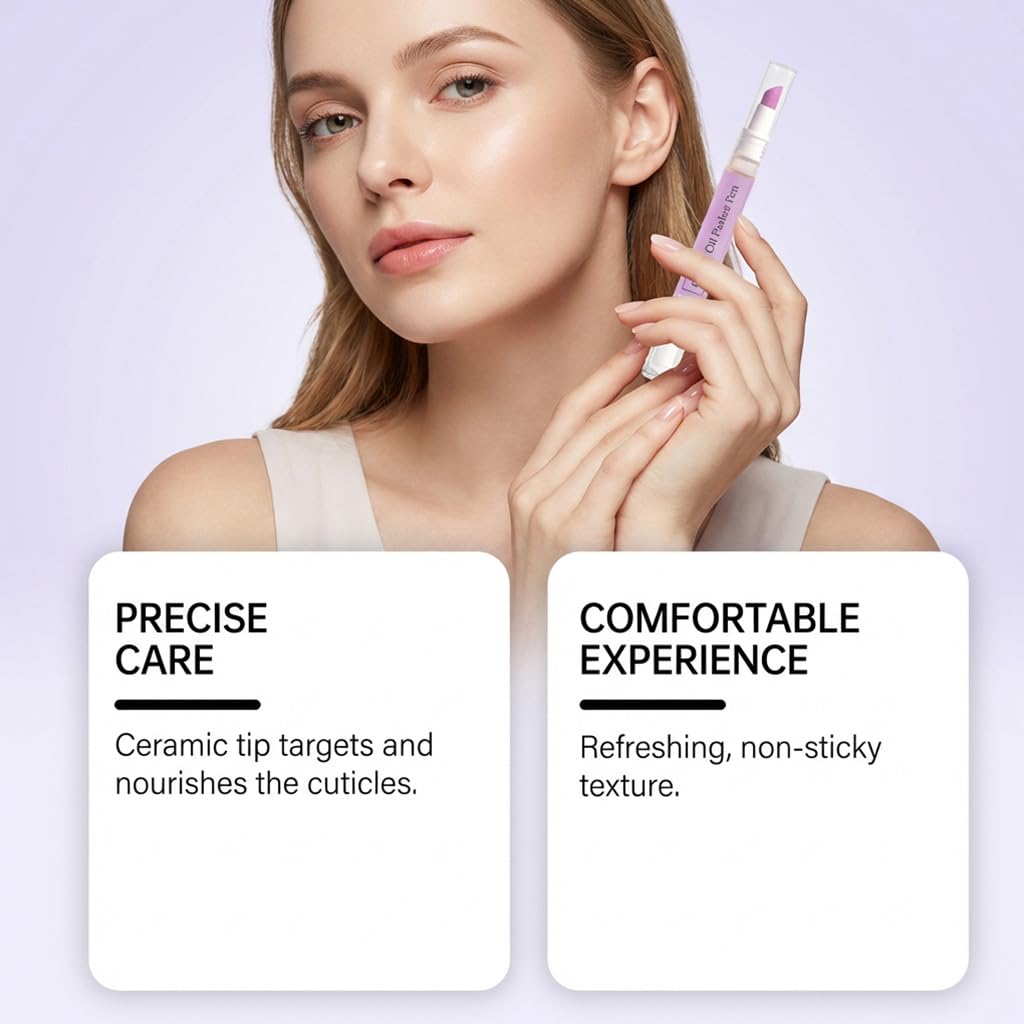 Stylo repousse-cuticules 2 en 1,Cuticle Oil Pusher Pen for Nails, 2 En 1 Stylo à Huile Pour Cuticules,Dissolvant Pen Pour Cuticules Avec Céramique Pointe Pour Ongles Secs Craquelés
