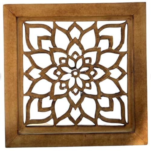 DharmaObjects Handcrafted Lotus Wood Panel