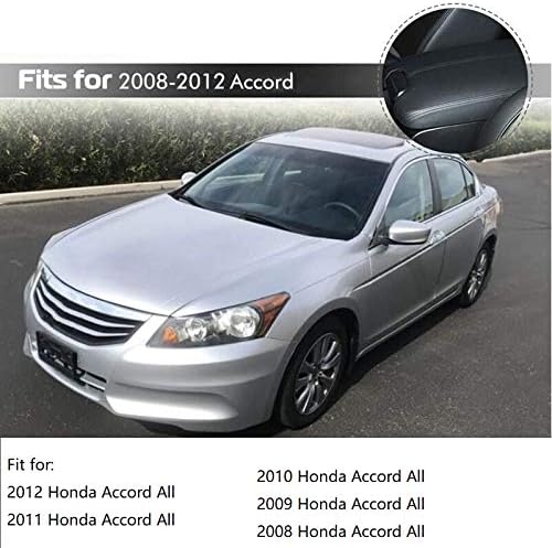 Miniatura 6 de Lucky Seven Cubierta de cuero negro para reposabrazos de consola de sutura para Honda Accord 2012 2011 2010 2009 2008 cubierta de consola central,