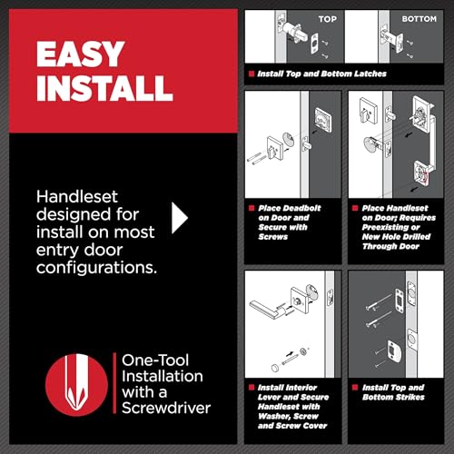 Kwikset Prescott Front Door Handle No Lock, Entry Handleset Exterior with Interior Reversible Handed Lever, Non-Locking, Venetian Bronze, Deadbolt Not Included, with Microban Protection - Image 5