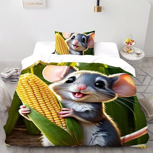 Housse de couette single animaux imprimé 3D relief parure de lit microfibre douce filles - 2