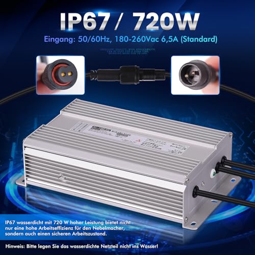 MOGOULUA Nebelmacher 20 Kopf 14L/H 2 in 1 Ultraschall Nebelgerät mit 720W Wasserdichtem Netzteil Schweres Nebelgerät Innenhof Nebel Luftbefeuchter Teich Nebelgerät für Gartenbau Gewächshauslandschaft