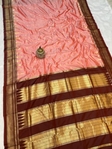 Generic peach paithani silk saree in soft silk – image 3