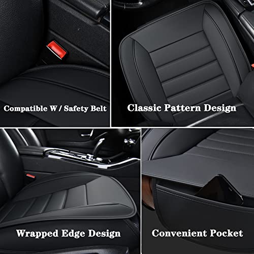 Cusaota 2 Piece Car Seat Cover Protectors Front Seat Bottom Covers, Luxury Pu Leather Car Interior Seat Cushion Cover, Compatible With 90% Vehicles (Sedan Suv Truck Jeep) (Black-2Pcs) #TOP3