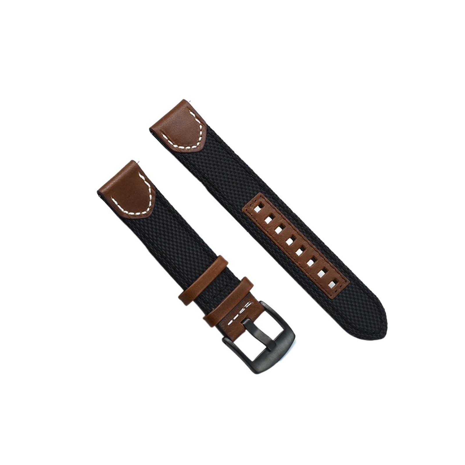 Cinturini, Cinturini for Orologi in Tela Nylon + Pelle a sgancio rapido(Black,22mm)