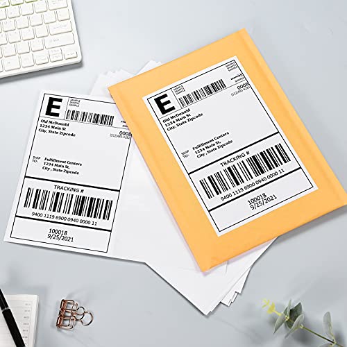 Shipping Labels, Pacific Mailer Half Sheet Shipping Label Compatible for Inkjet 2 Per Page 8.5 x 11 Self Adhesive Mailing Return Address Labels Printable Sticker Paper [100 Sheets/ 200 Labels, White] - Thumbnail 6