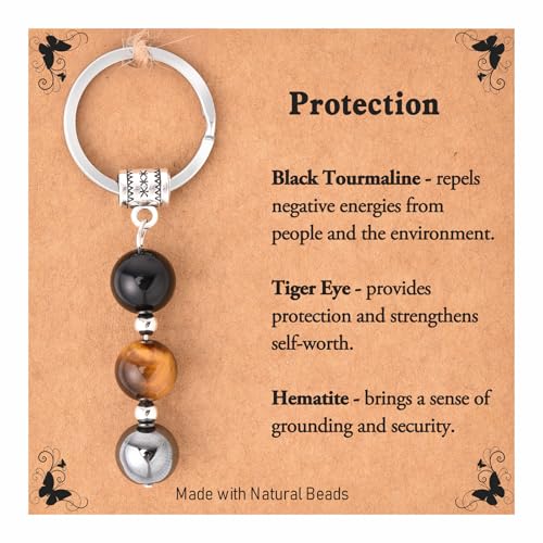 Donouzair Novelty Keychains for Women, Protection Crystals Keychain for Protect