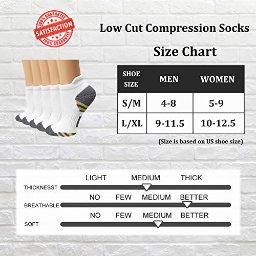 Aoliks White Ankle Compression Socks For Women & Men - Arch Support Low Cut Running Socks For Cycling Nurses #TOP5