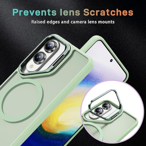 Image of DIZORO TPU+PC Samsung Galaxy S25 Edge 5g Case Compatible with Wireless Charging, with Camera Stand, Military Grade Drop Tested,Translucent Hard Back Soft Edge Back Cover (Matcha)